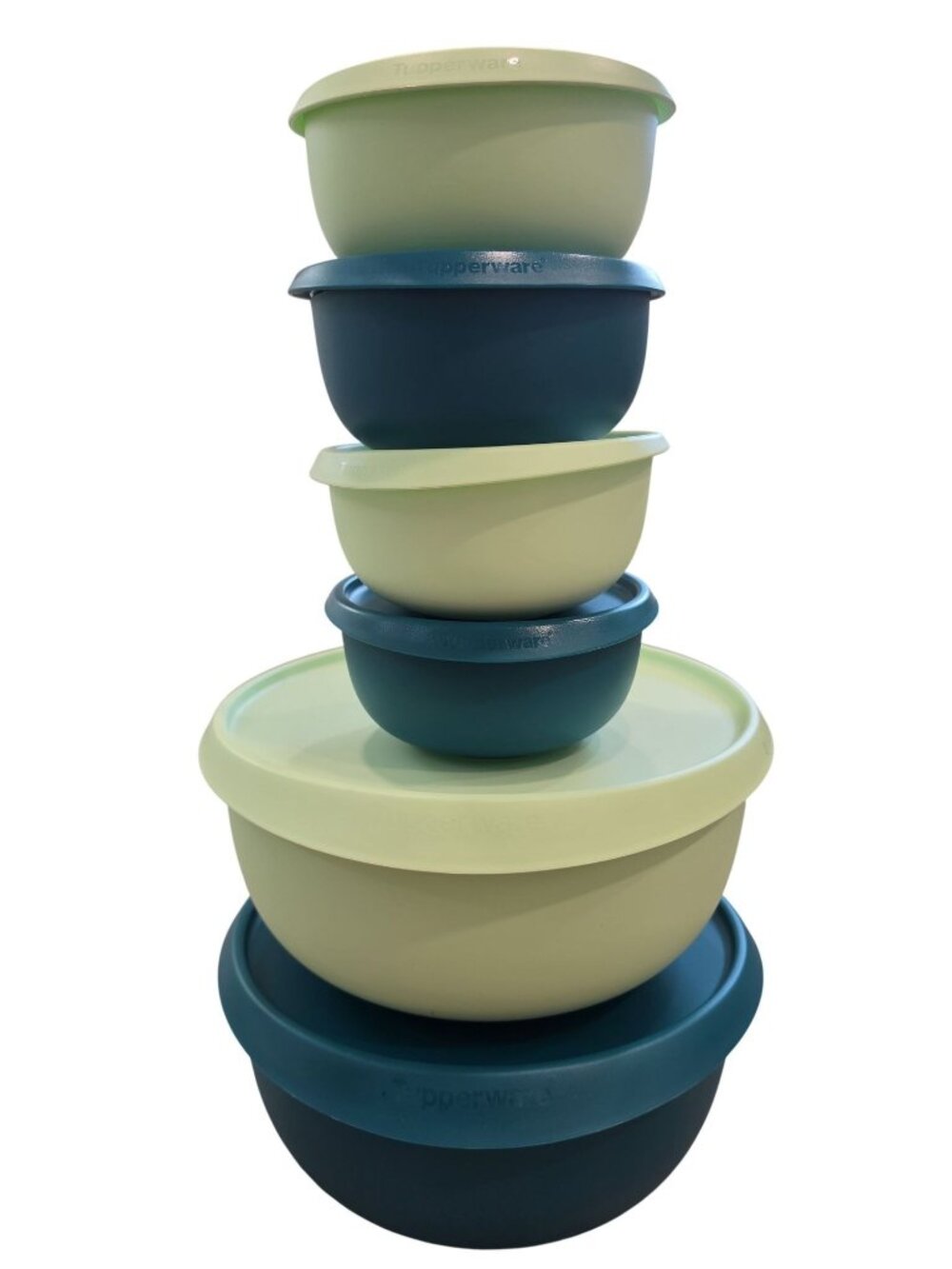 Tupperware Classic Bowl Set With Lids 6 Piece Set In Blue & Green NIB